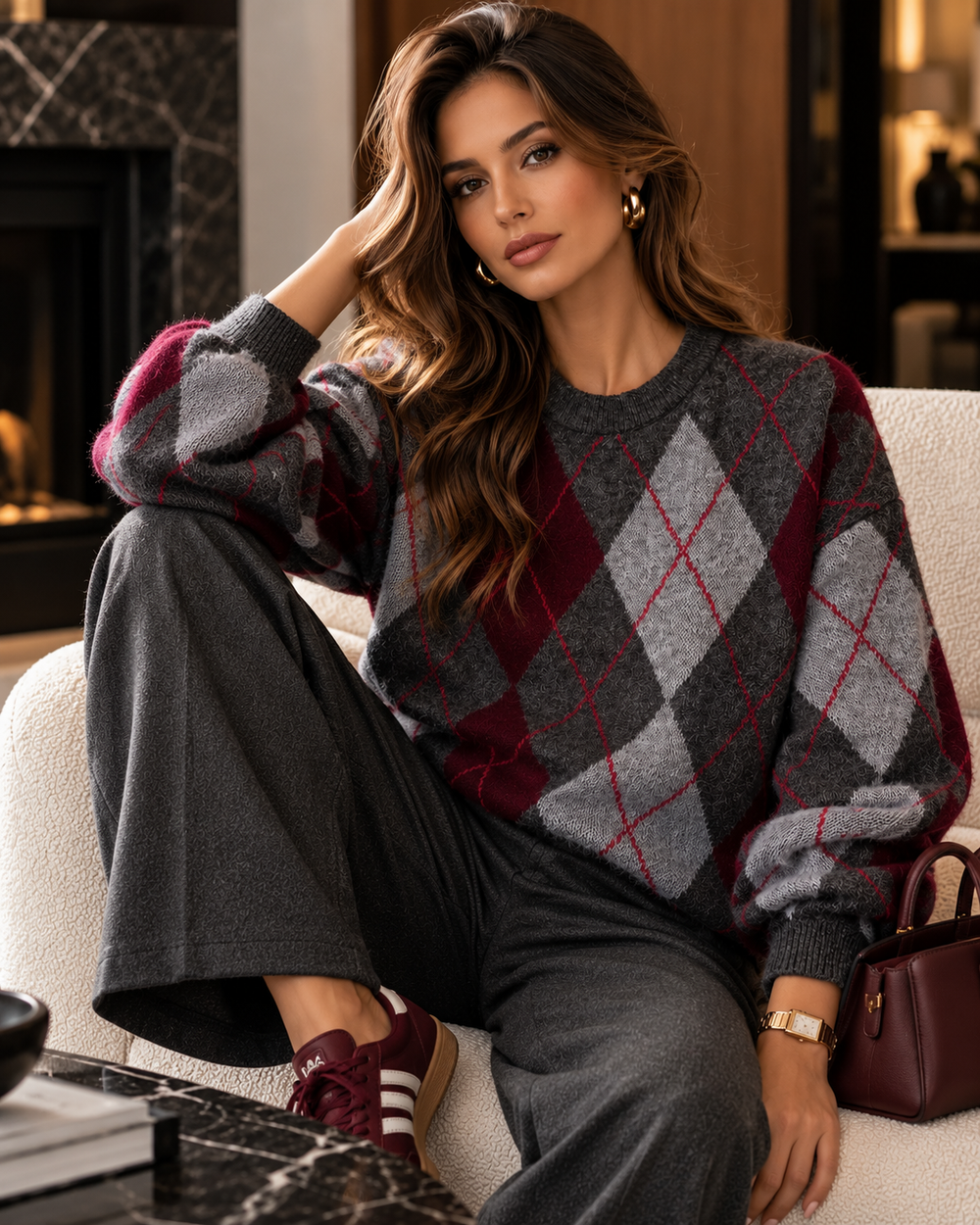 Дамски пуловер 'Bordeaux Chic'